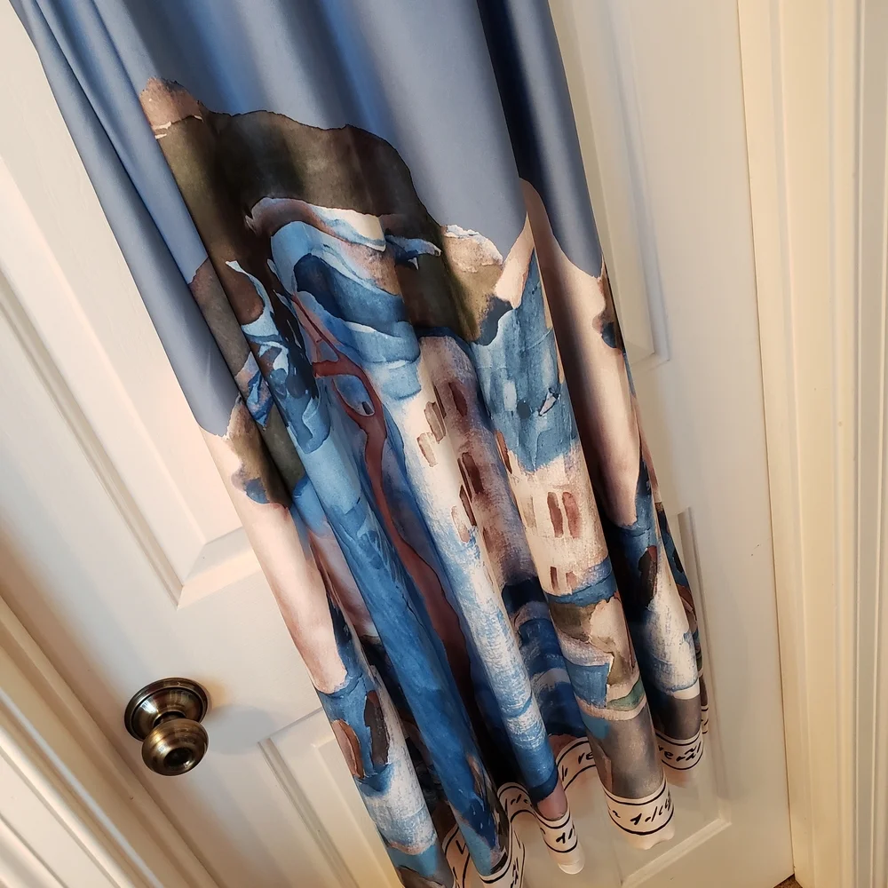 NWT! ITALIAN IMPORT Elegant Blue and Cream Women's Dress (M/L) - Picture 3 of 3